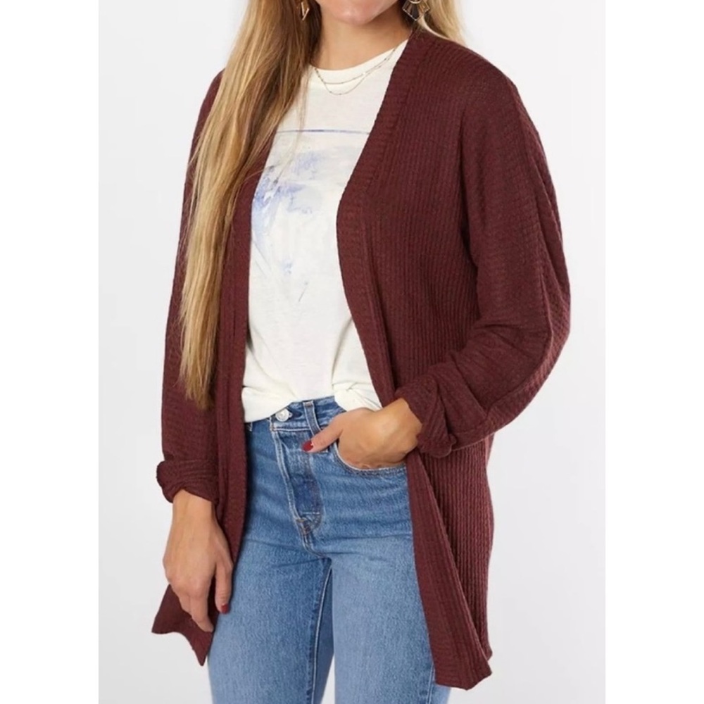 Daytrip size large brown waffle knit cardigan